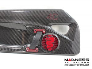 Alfa Romeo 4C Carbon Fiber Speaker Grill Covers - Alfa Logo in Red